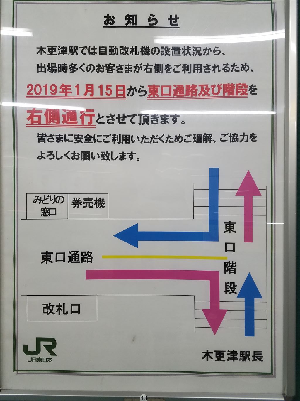 木更津駅東口 太田山口 の通路 右側通行になってます 木更津 君津 袖ケ浦の情報をお伝えするブログ なかぶぷろじぇくと